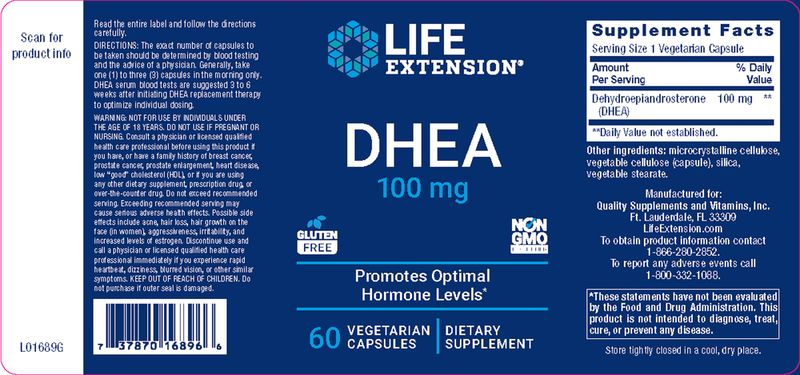 Life Extension DHEA 100mg 60 veg caps