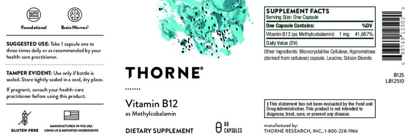 Thorne Vitamin B12 as Methylcobalin 60 caps