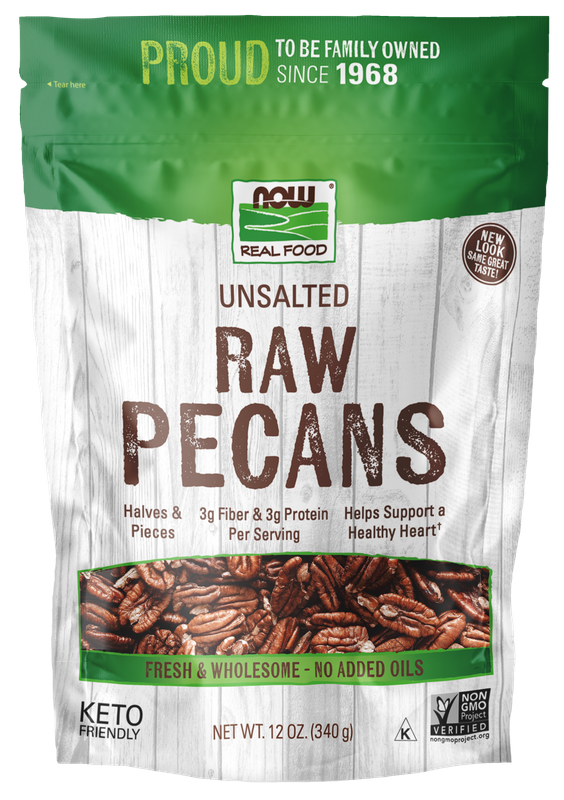 NOW Unsalted Raw Pecans 12oz