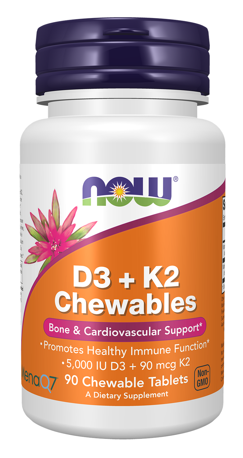 NOW D3 + K2 Chewables 5000 IU/90 mcg 90 count