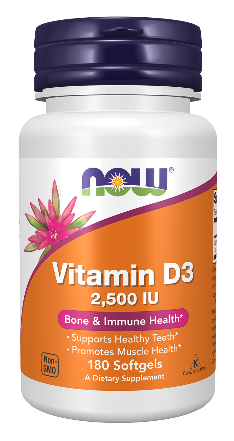 NOW Vitamin D3 2500 IU - 180 Softgels