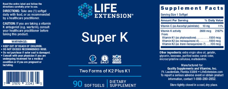 Life Extension Super K 90 softgels