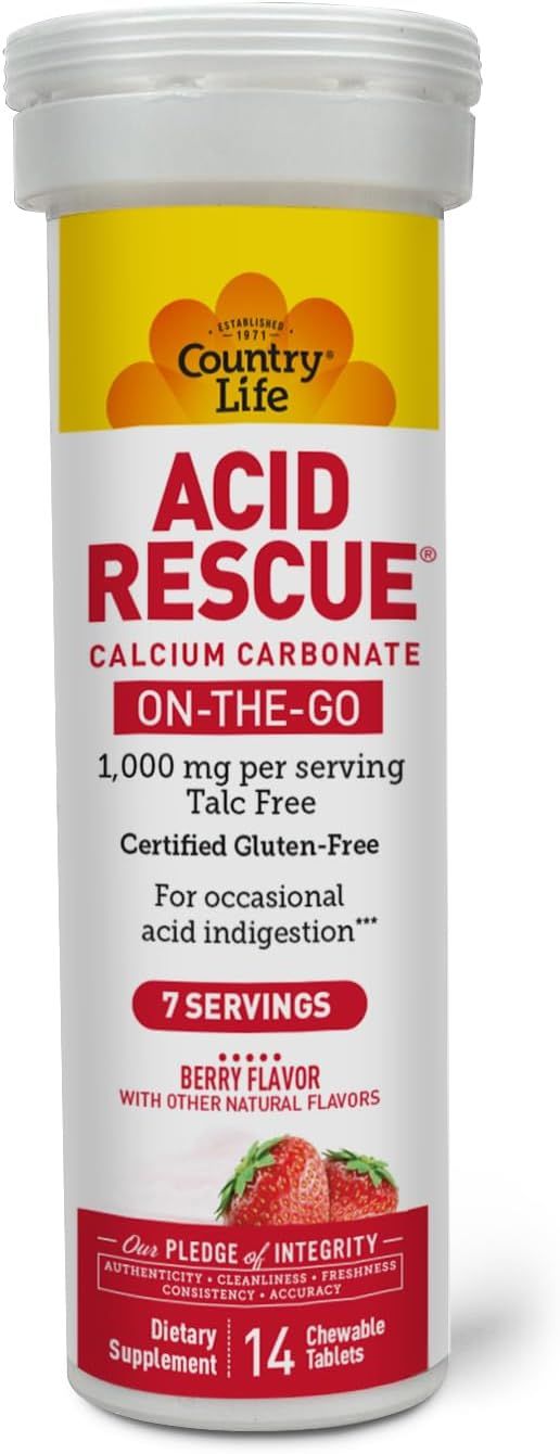 Country Life Acid Rescue 14 Chew Tabs