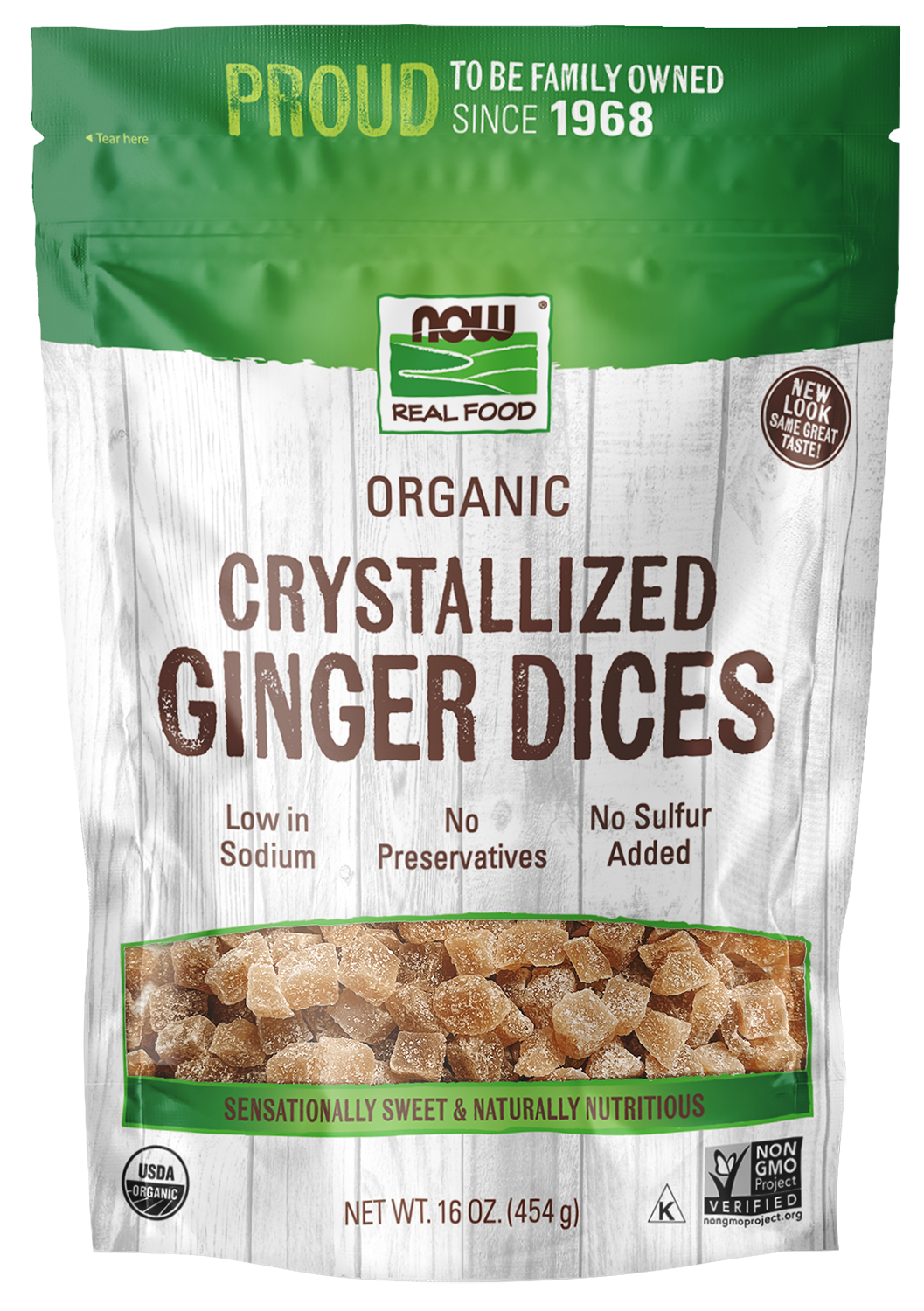 NOW Real Food Organic Crystallized Ginger Dices 16oz