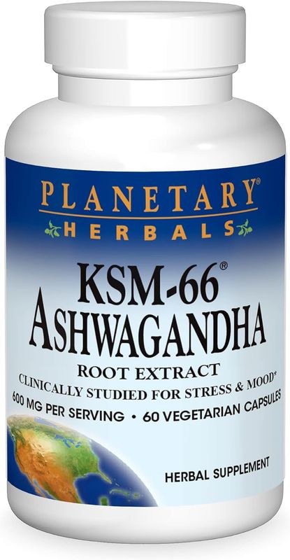 Planetary Herbals KSM-66 Ashwagandha Root Extract 600mg 60 veg caps