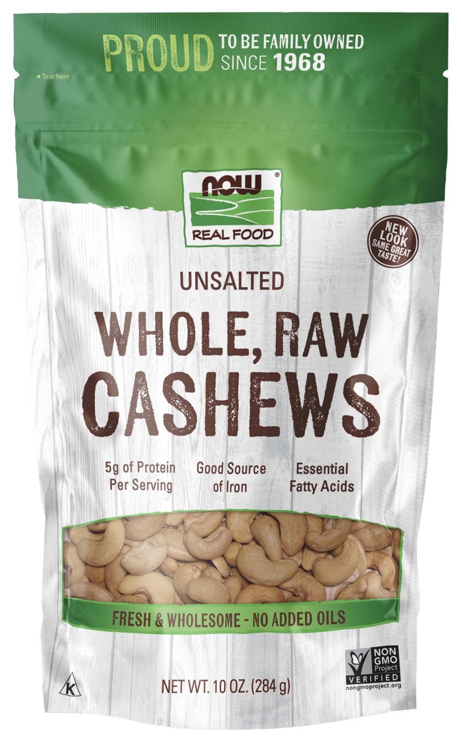 NOW Cashews, Whole, Raw &amp; Unsalted - 10 oz