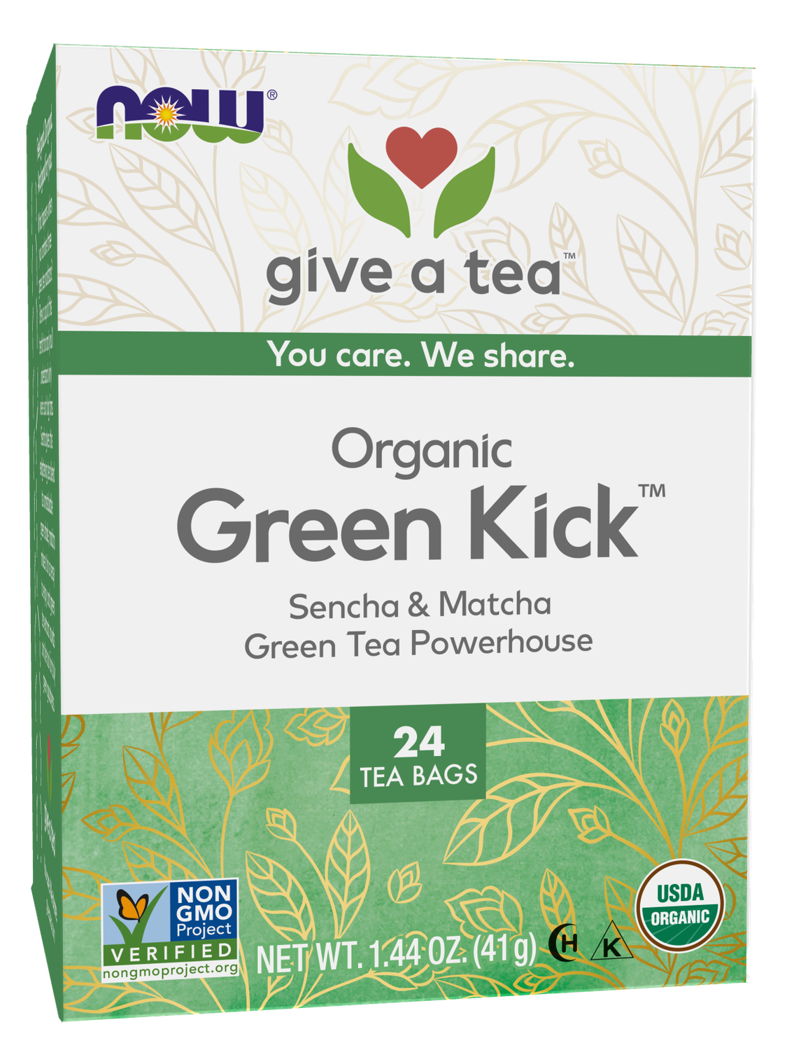 NOW Green Kick™ Tea, Organic - 24 Tea Bags