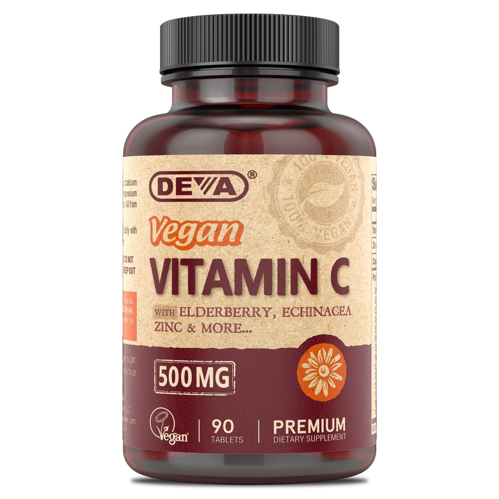 DEVA vegan Vitamin C  &amp; Elderberry 500mg 90t