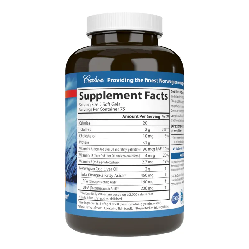 CARLSON. Cod Liver Oil 460 mg. 150 S.G.