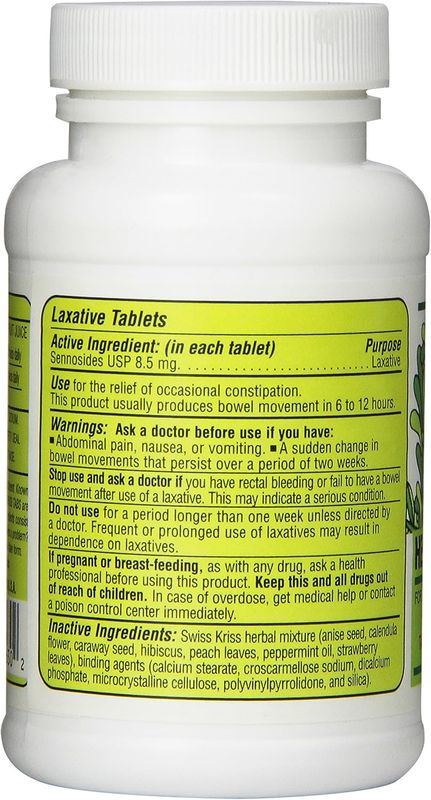 SWISS KRISS Herbal Laxative 250 Tabs.