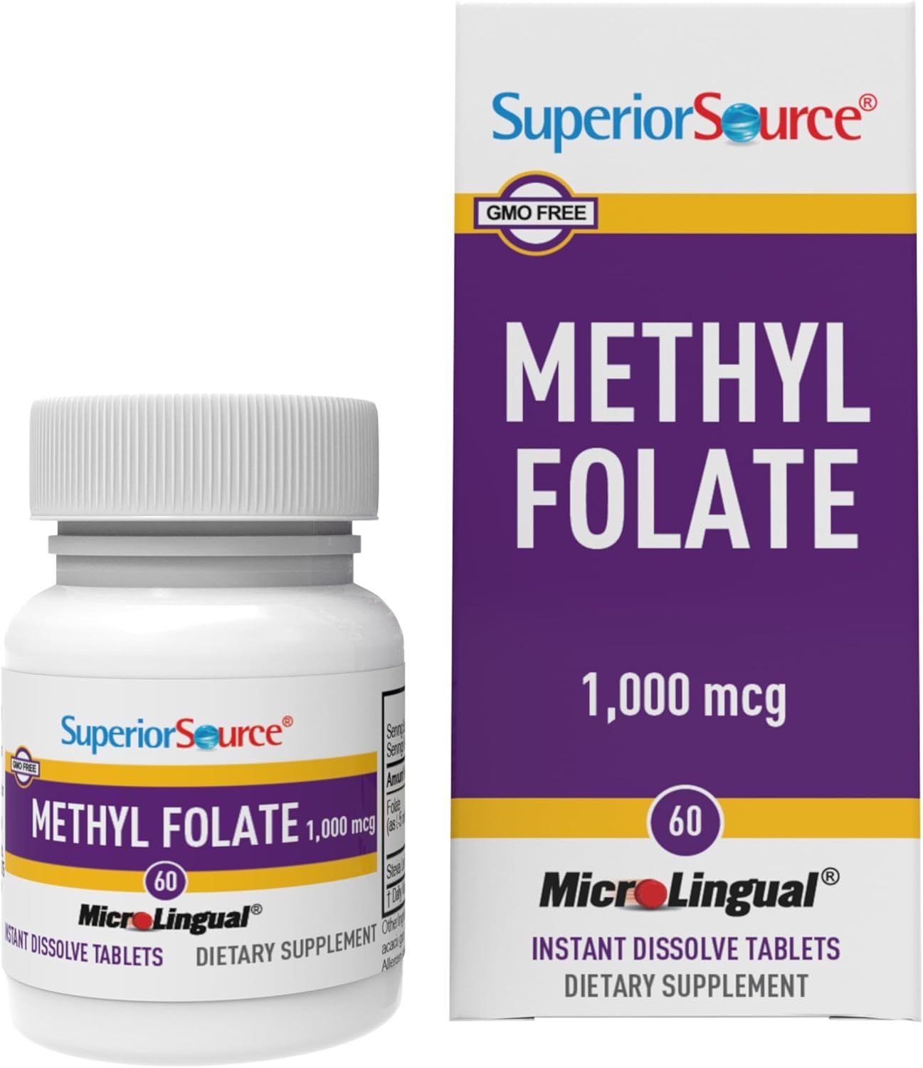 SUPERIOR SOURCE Methyl Folate 1000 mcg. 60 Sublingual Tabs.