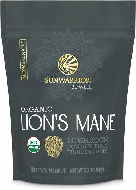 Sunwarrior Organic Lion's Mane Mushroom Powder from Fruiting Body 5.3oz