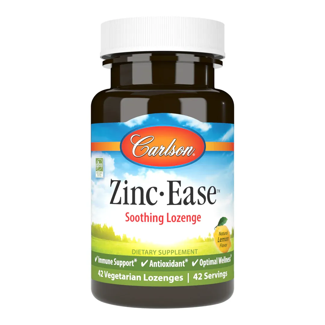 Carlson Zinc Ease Soothing Lozenge Lemon Flavor 42 count