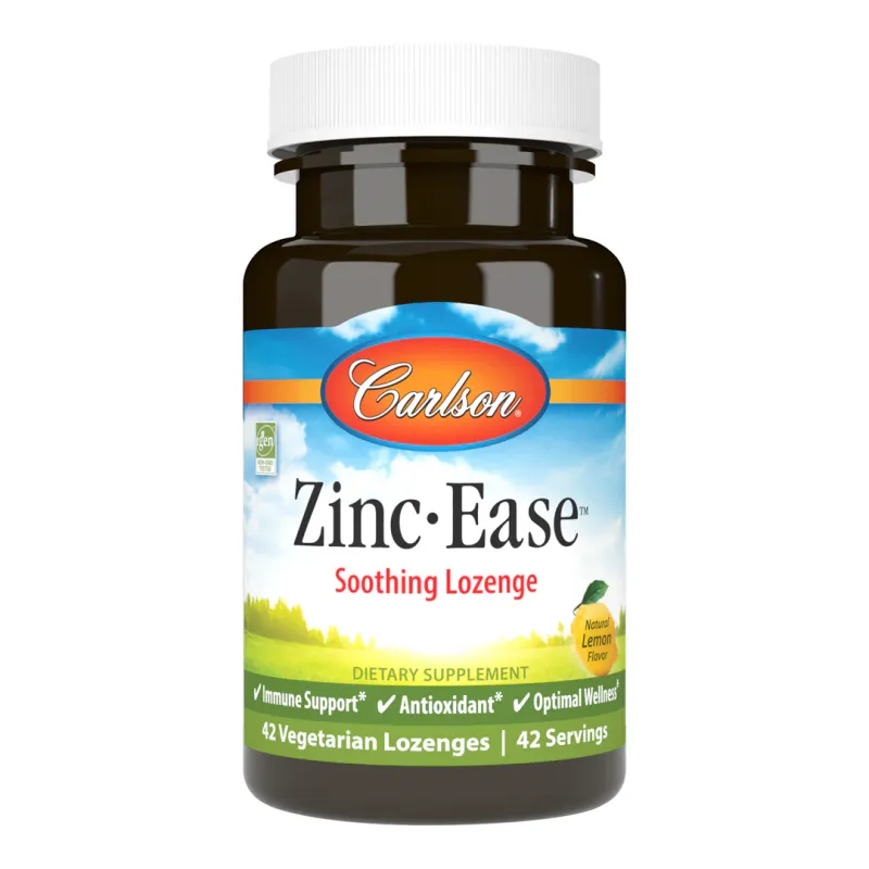 Carlson Zinc Ease Soothing Lozenge Lemon Flavor 42 count