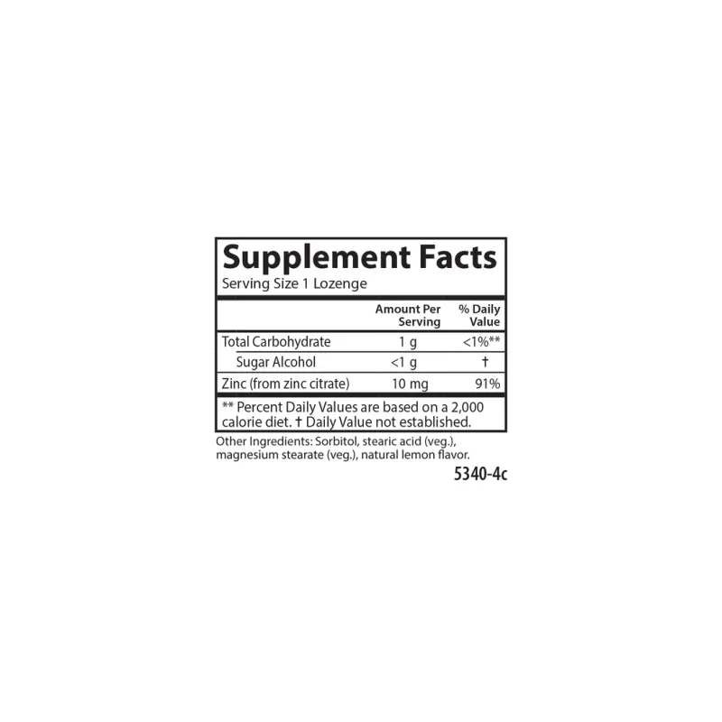 Carlson Zinc Ease Soothing Lozenge Lemon Flavor 42 count
