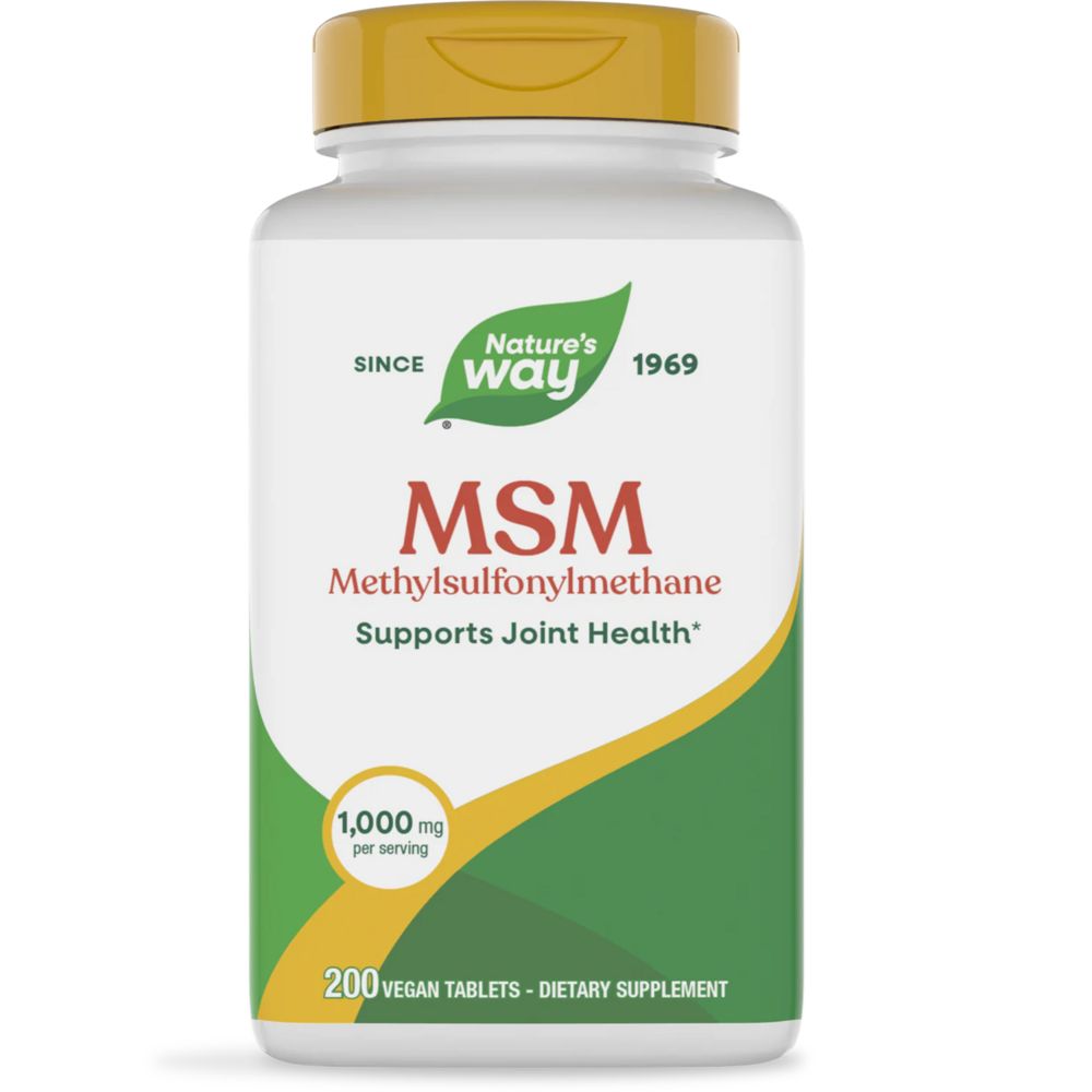 Natures's Way MSM 1000mg 200 Vegan Tablets.
