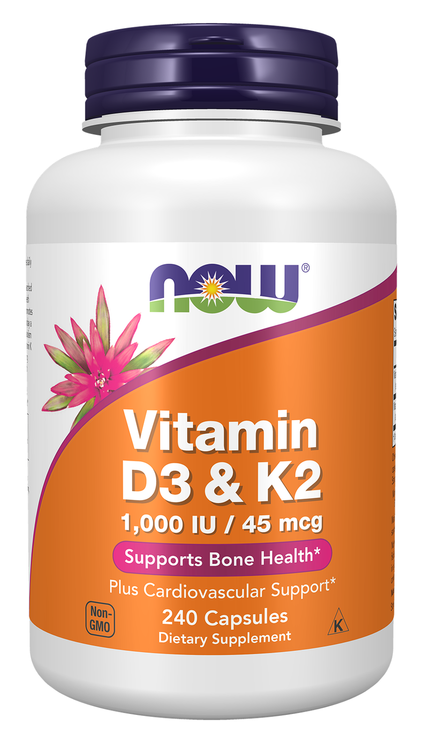 NOW Vitamin D3 &amp; K2 1000IU 240c