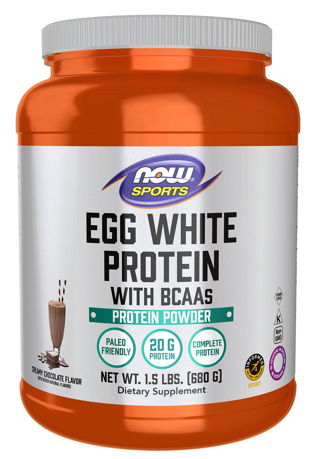 NOW Egg White Protein, Creamy Chocolate Powder - 1.5 lbs.