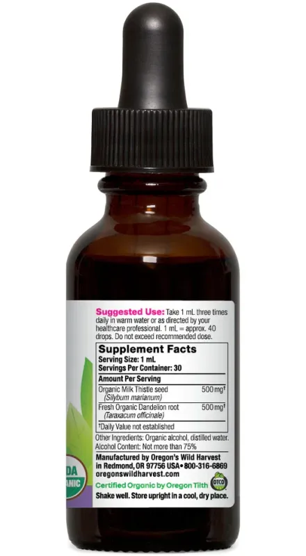 Oregon Wild Harvest Milk Thistle Dandelion 1oz