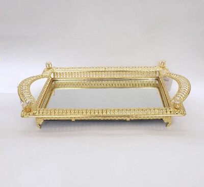 Golden Tray Serving Withe Mirrors