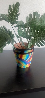 Rainbow terracotta pot