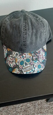 Sugar skull handcrafted baseball hat