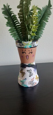Butterfly terracotta pot person