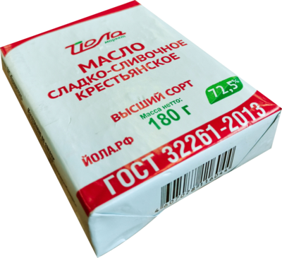 Масло "Йола" сливочное 72.5% 180г (Ядрин)