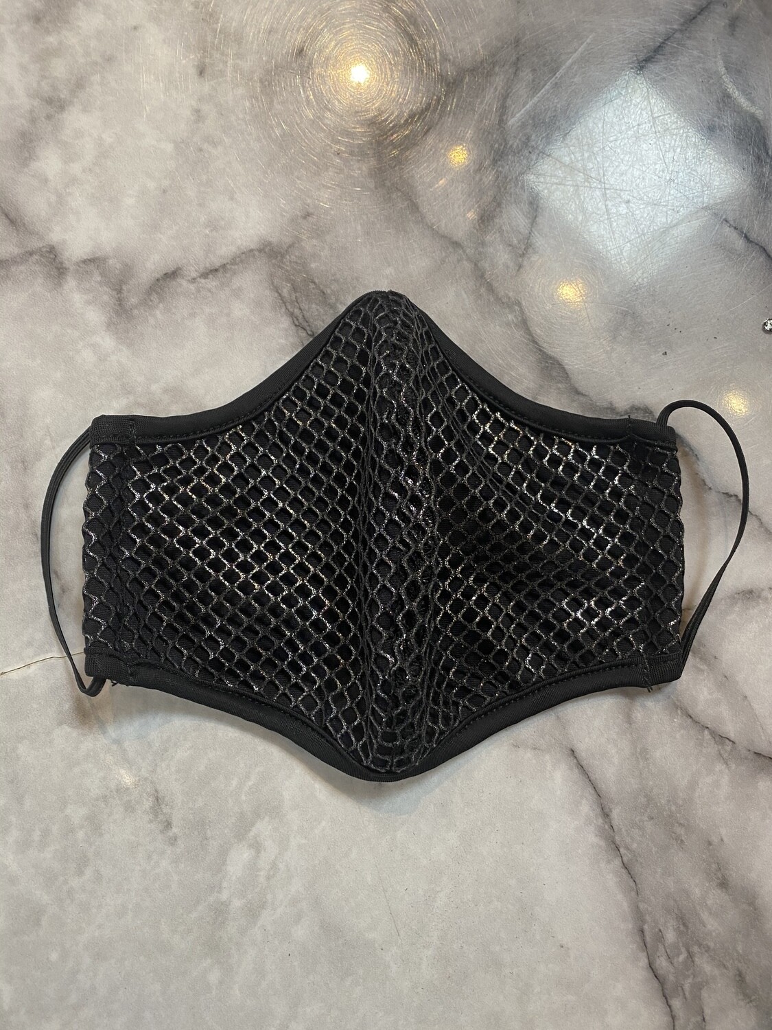 Metallic Fish Net Mask