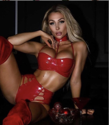 Red Latex Two Piece Set