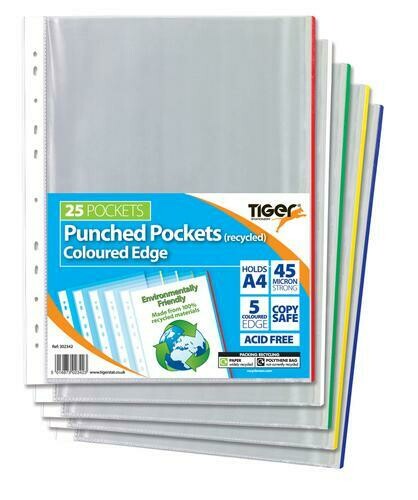 A4 Recycled Punched Pockets x 25