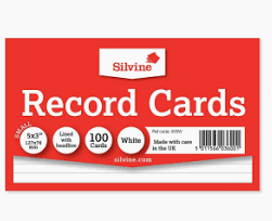 Record Cards 5 x3  White