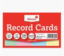 Record Cards Ruled  6 x 4 assorted
