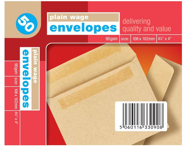 Plain Wage Envelopes Pack of 50