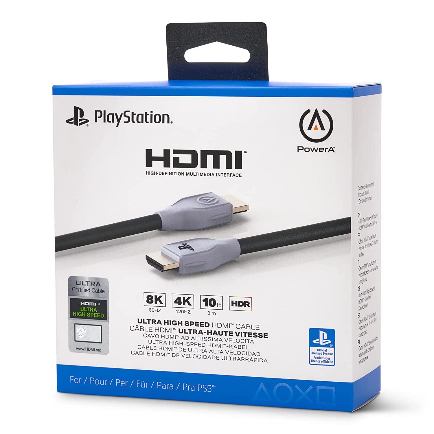 PowerA Ultra High Speed HDMI Cable, HDMI 2.1, PS5