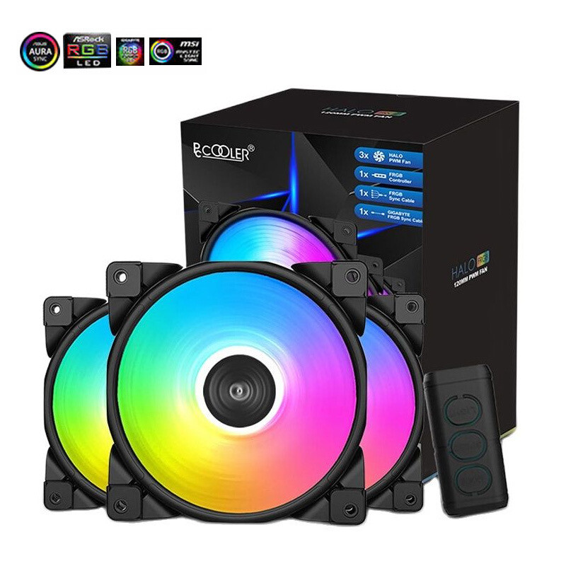 PCCOOLER HALO RGB 120MM PWM FAN 3 in 1 KIT