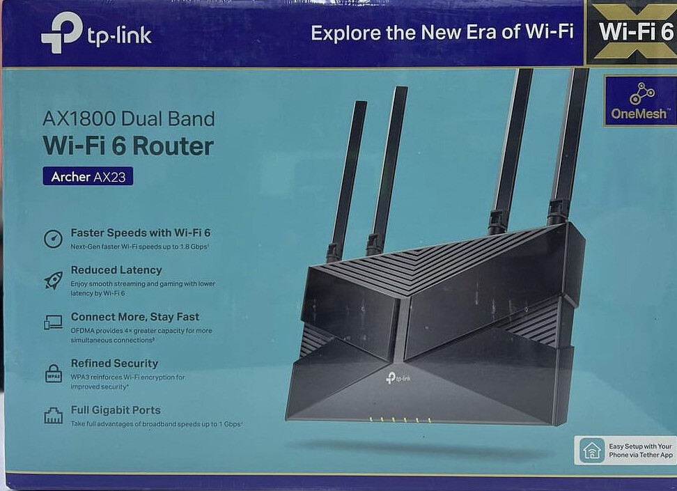 TP-link Archer AX23

AX1800 Dual-Band Wi-Fi 6 Router
