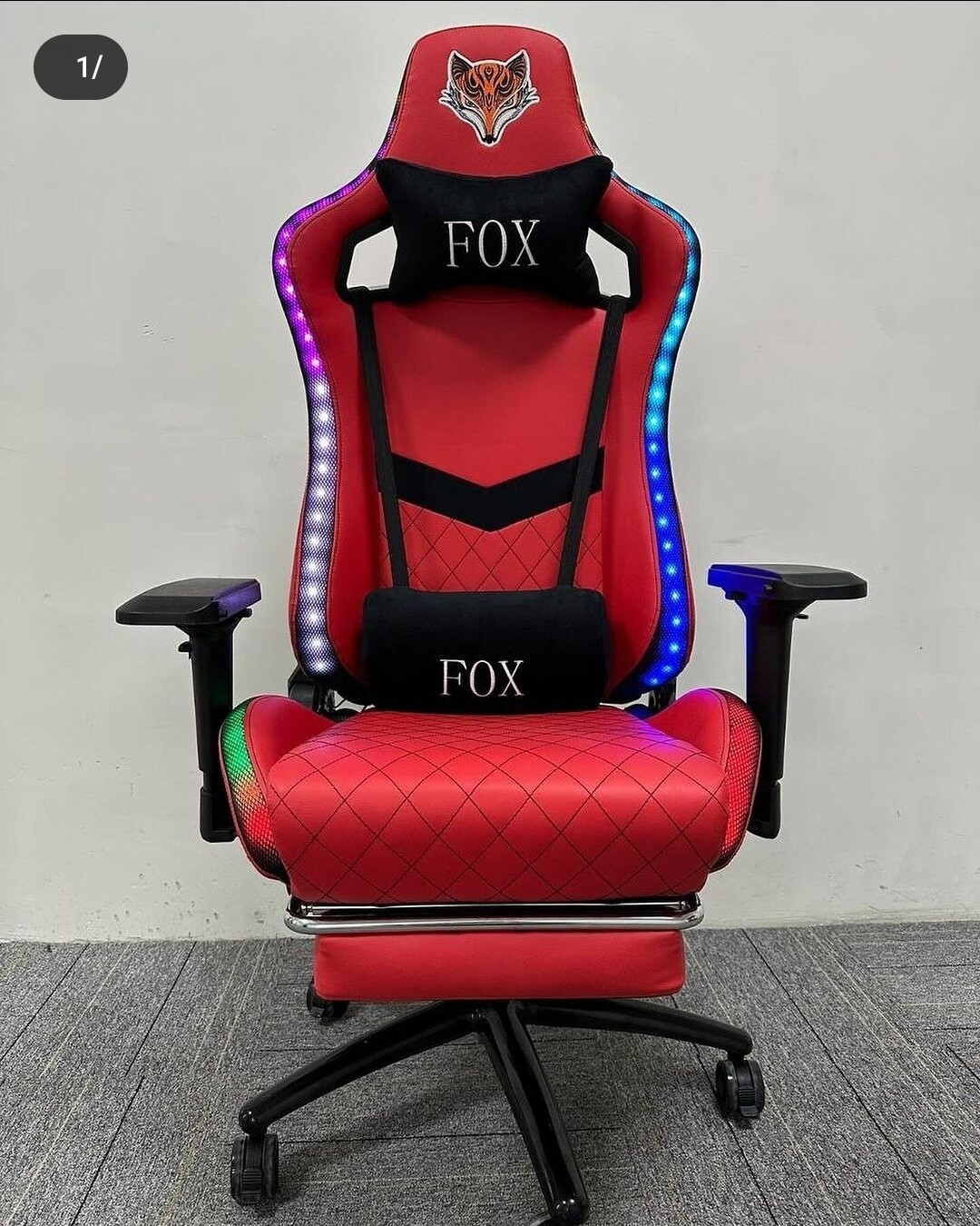 Fox gaming chair rgb احمر / ابيض 
