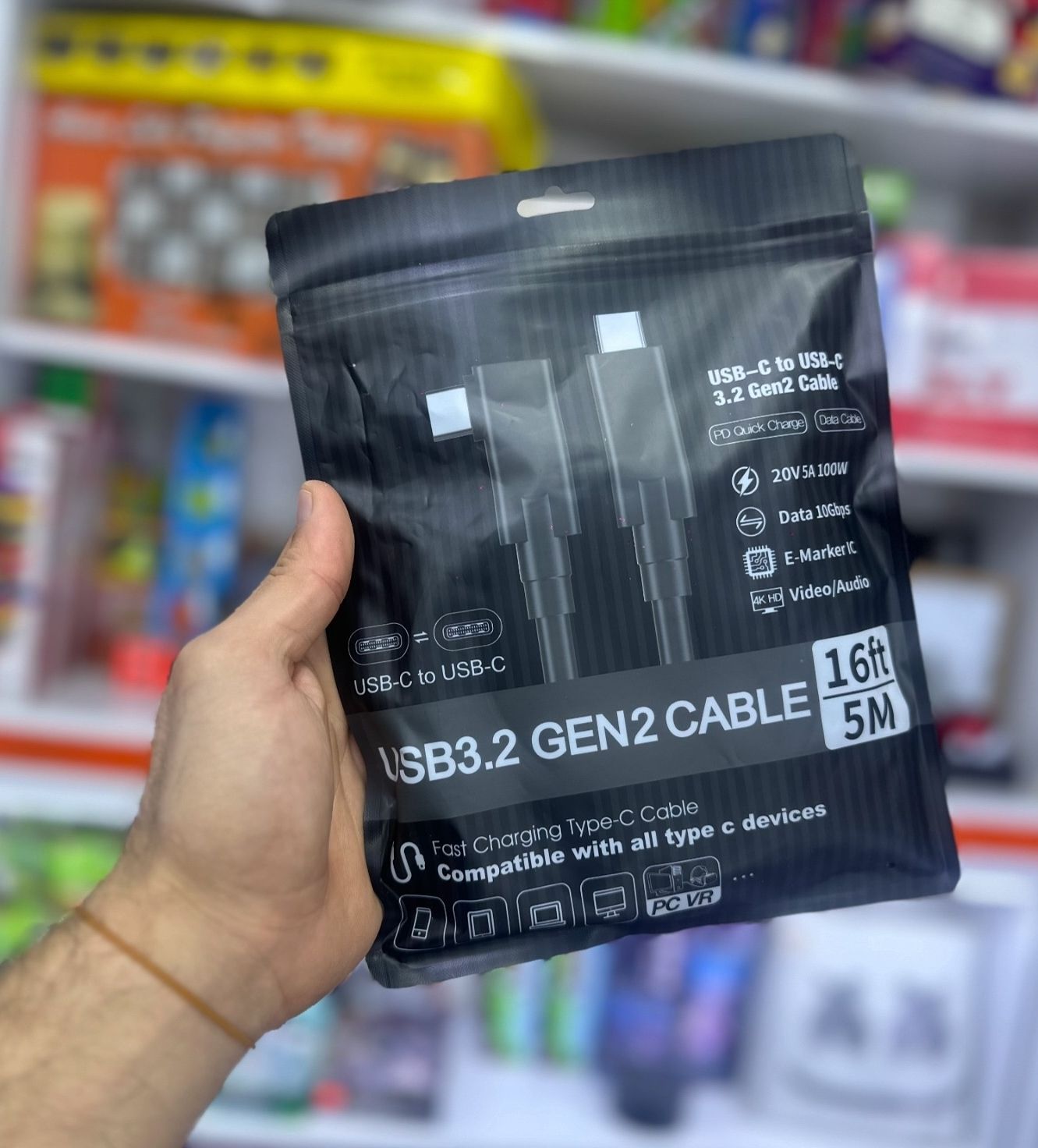 usb-c to usb-c 3.2gen2 cable data 10gbps (data cable/ quick charg) 5m