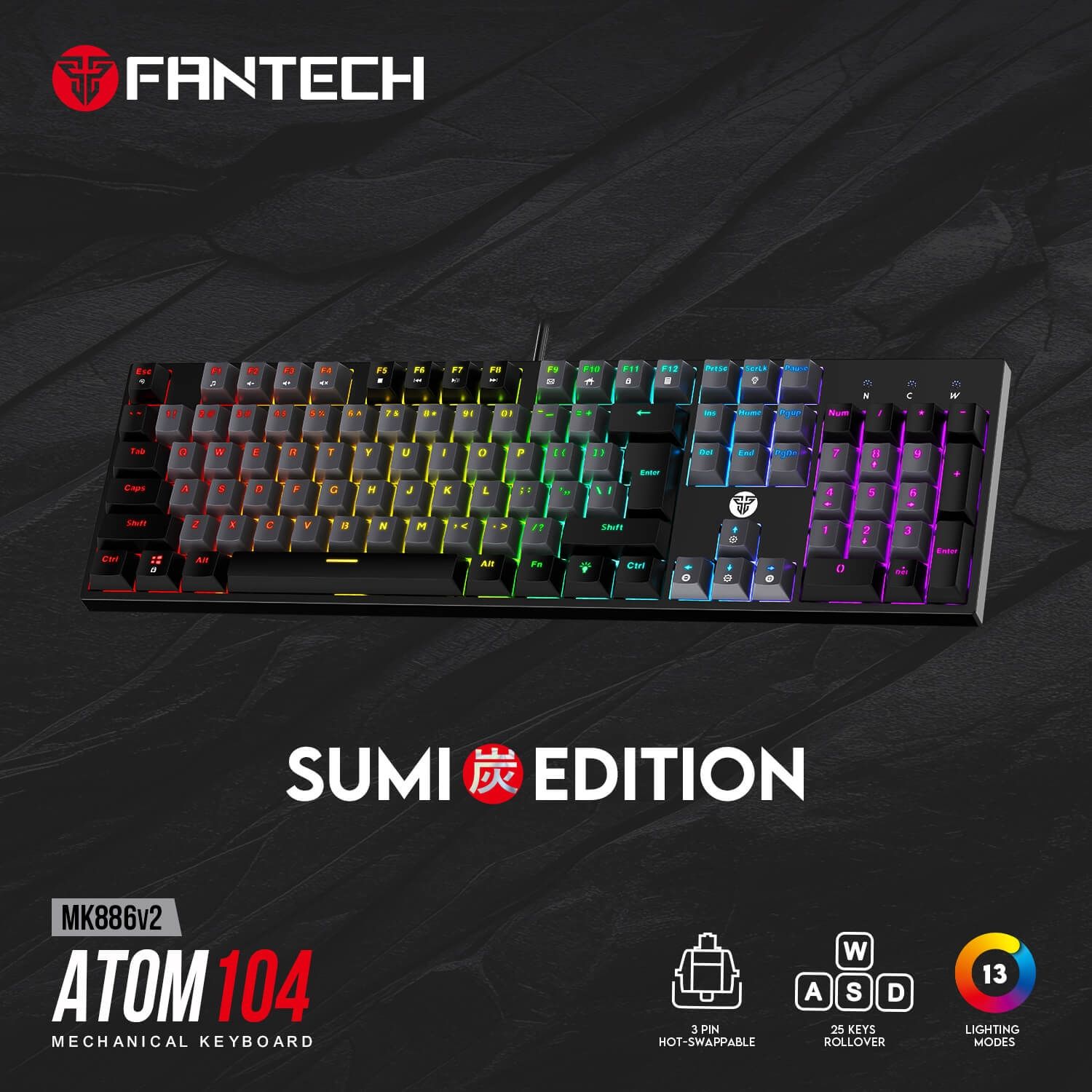 Fantech Atom104 sumi edition mechanical keyboard