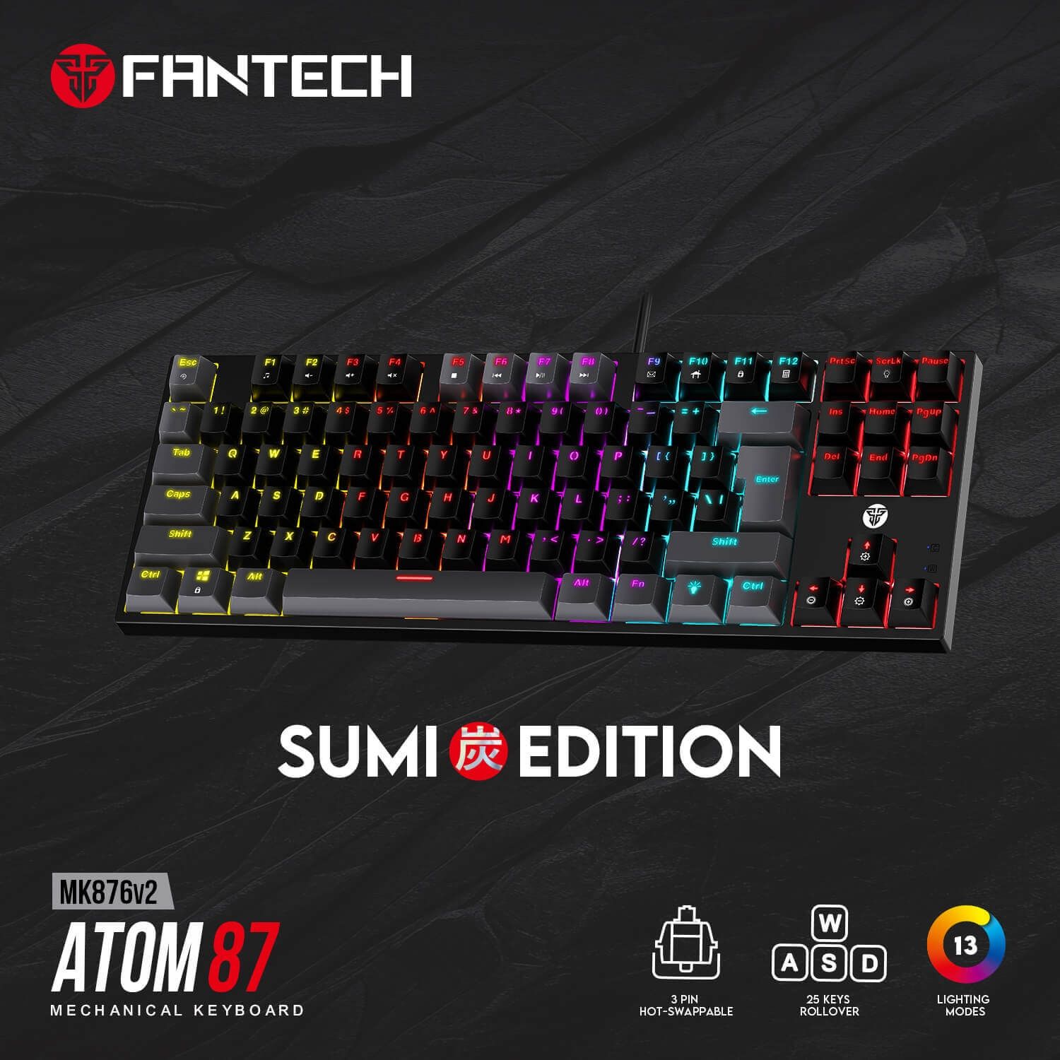 Fantech MK876V2 Atom87 Sumi Edition Mechanical keyboard