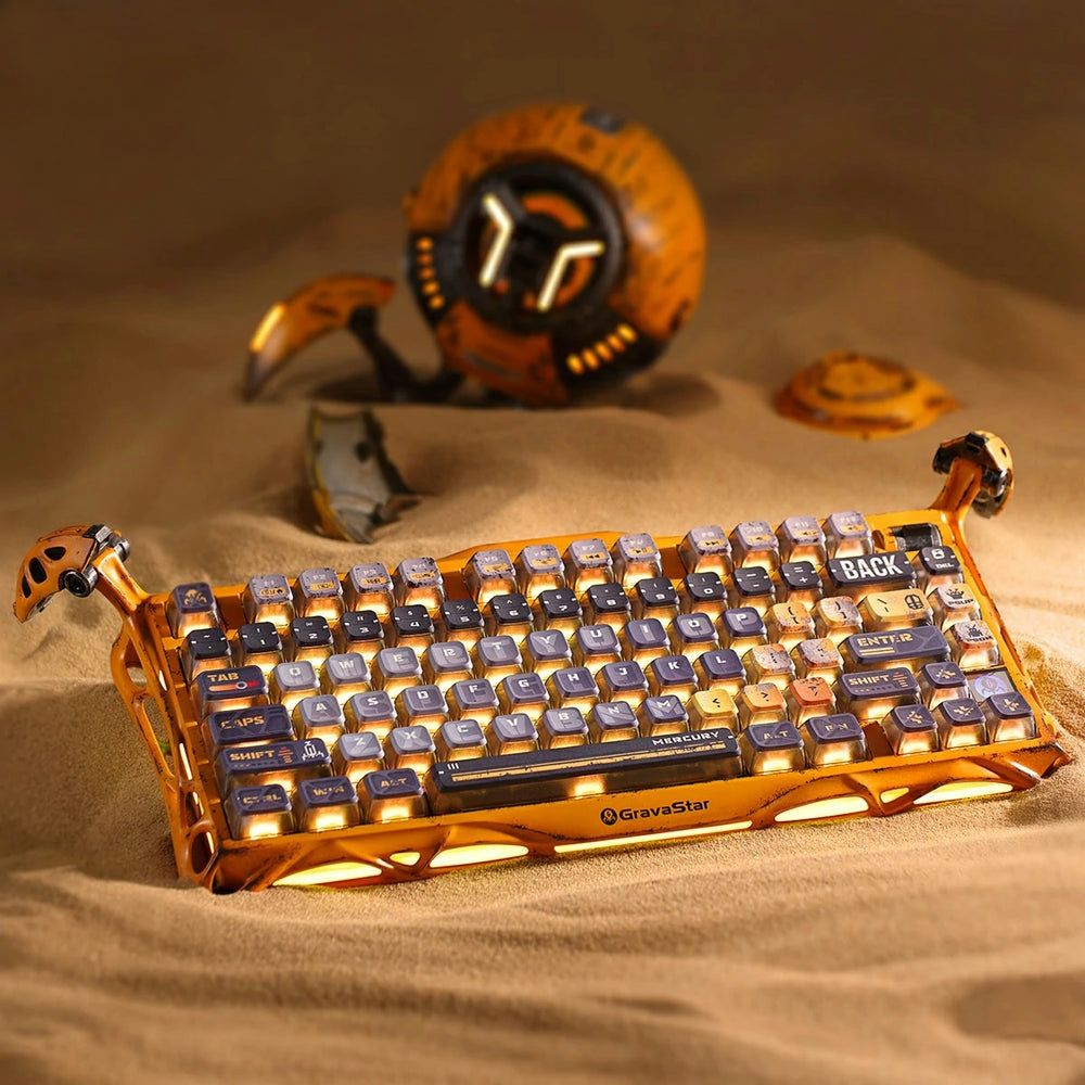 GravaStar Mercury K1 Pro Keyboard Yellow / 75% Wireless Mechanical Keyboard/ Aluminum Alloy Farme