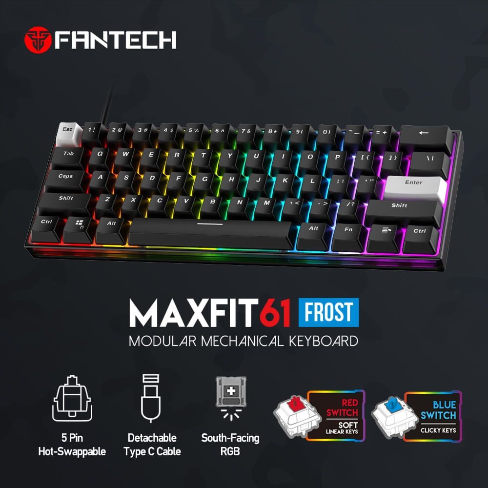 Fantech Maxfit61 Frost Wireless Mechanical Gaming Keyboard / Red Switch / RGB