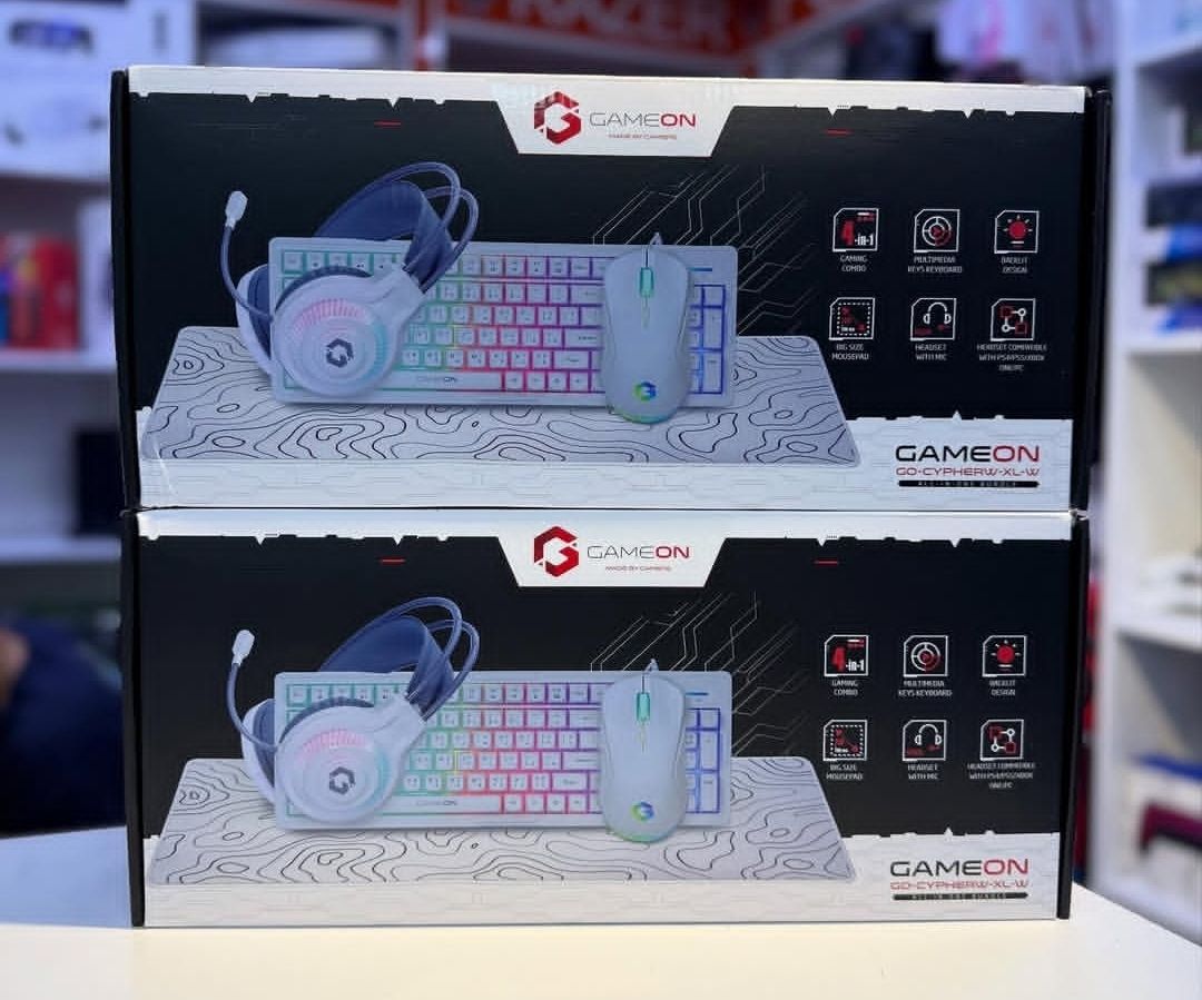 GAMEON GO-CYPHERW-XL-W All-In-One Gaming Bundle (Keyboard, Headset, Mouse &amp; Mousepad)