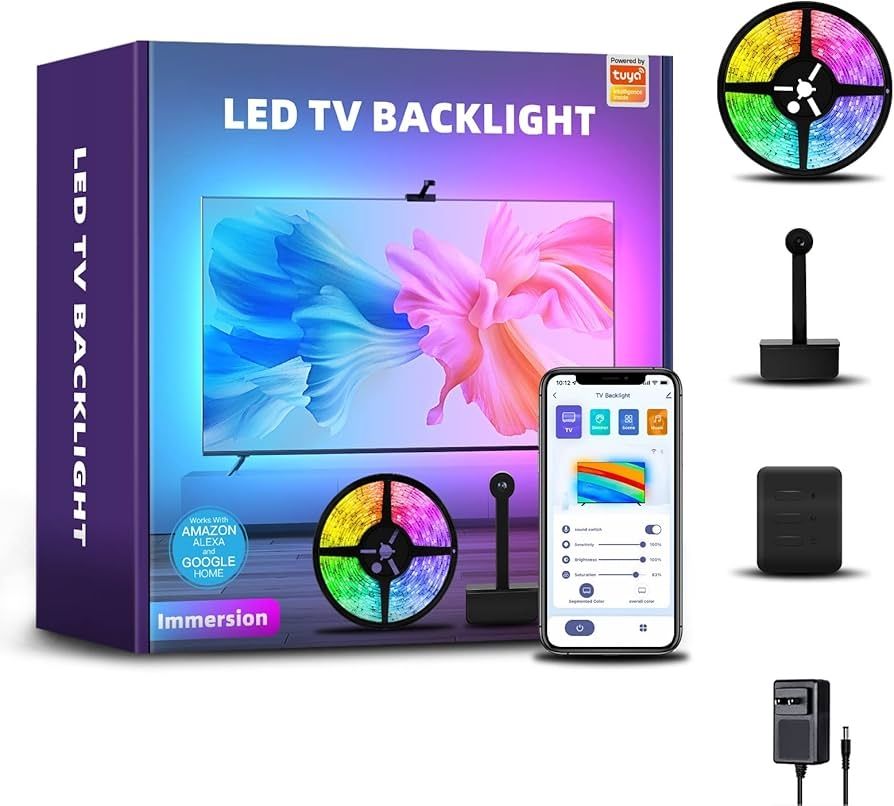 TV LED Backlight with Camera, Wi-Fi TV Backlights for 47-55 inch TVs PC