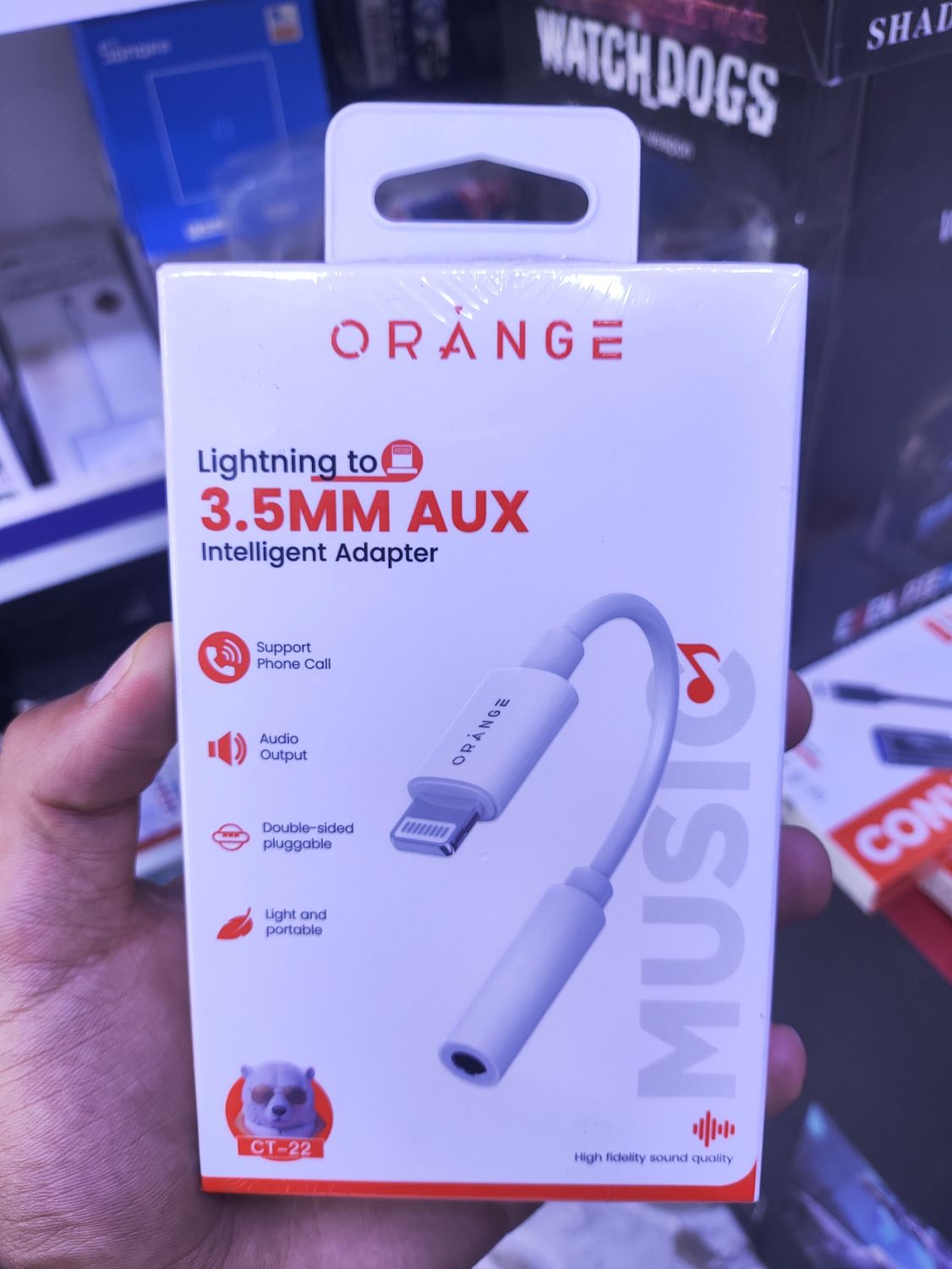 Orange brand Lightning to 3.5mm AUX Intelligent Adapter (model CT-22)
