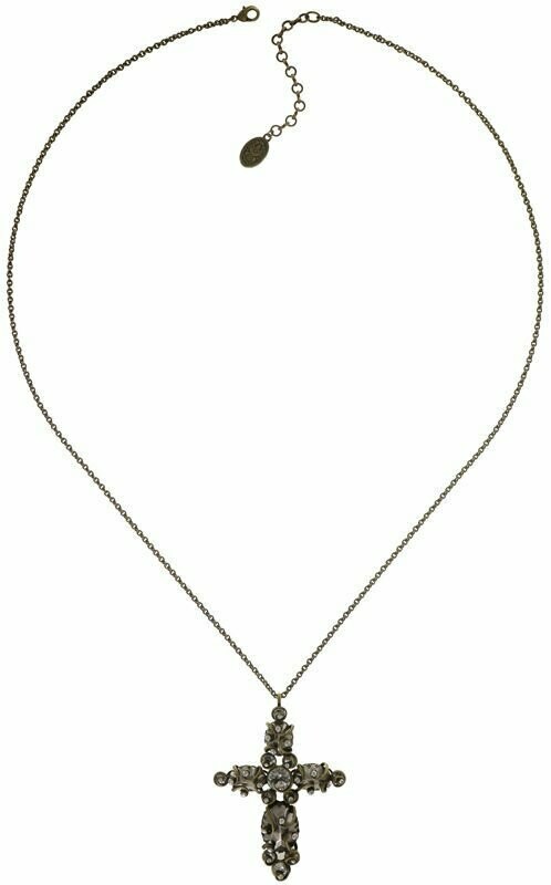 Konplott Kette "Dragon Shield" Messing/weiß