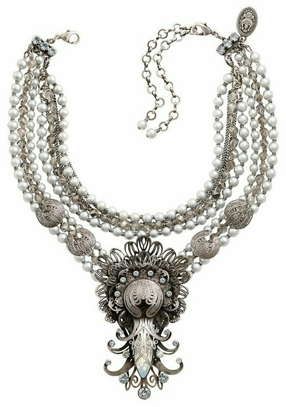 Konplott Collier "Harakiri Bloom" silber/grau/weiß