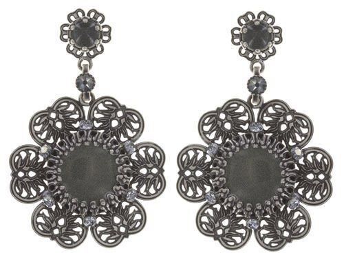 Konplott Ohrringe "Flower Shadow" grau