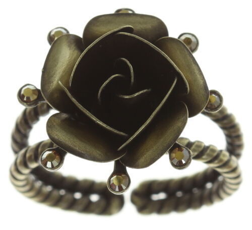 Konplott Ring "Indian Roses" Messing / braun